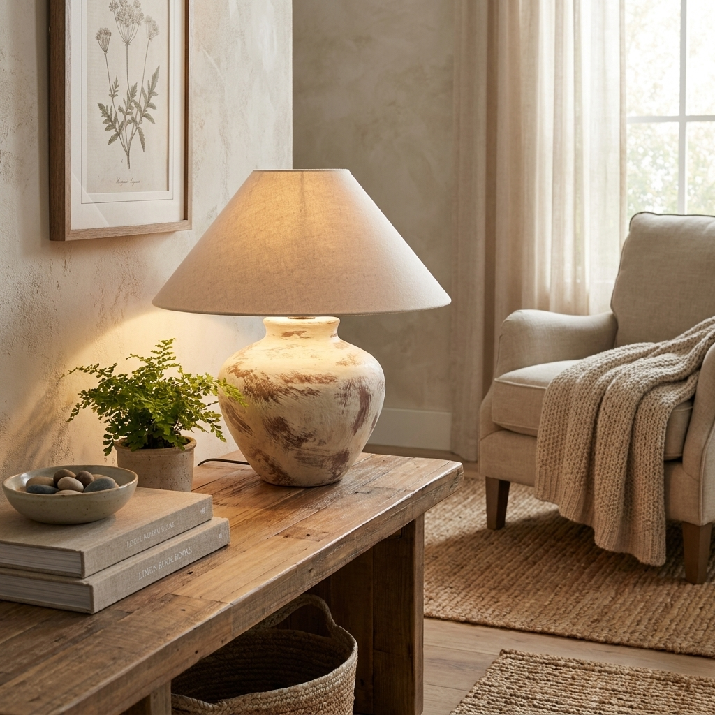 Calcina Whitewashed Ceramic Table Lamp