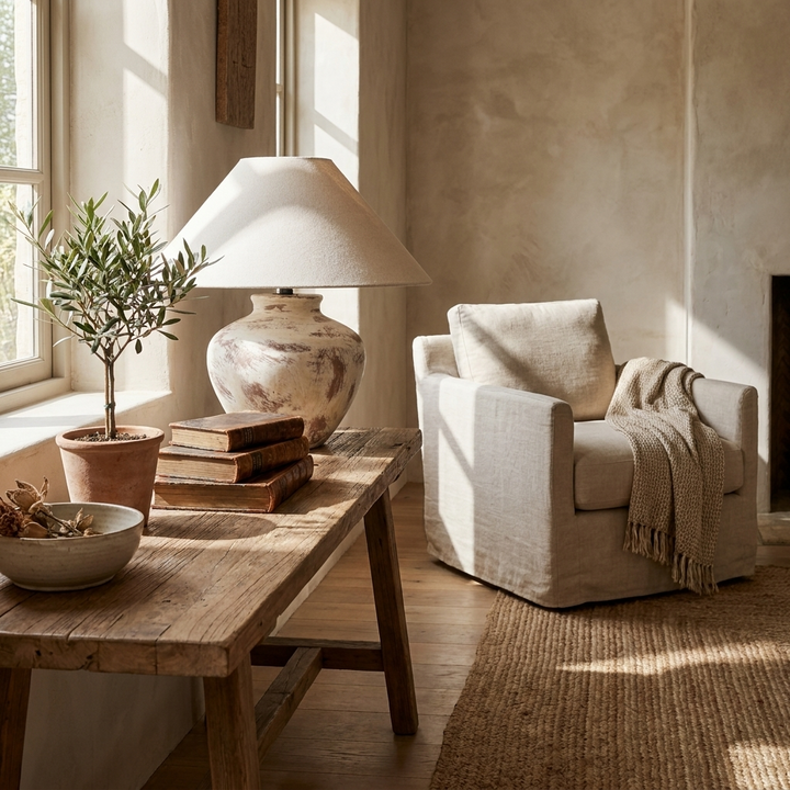 Calcina Whitewashed Ceramic Table Lamp