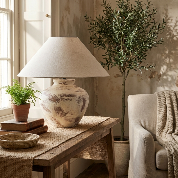 Calcina Whitewashed Ceramic Table Lamp