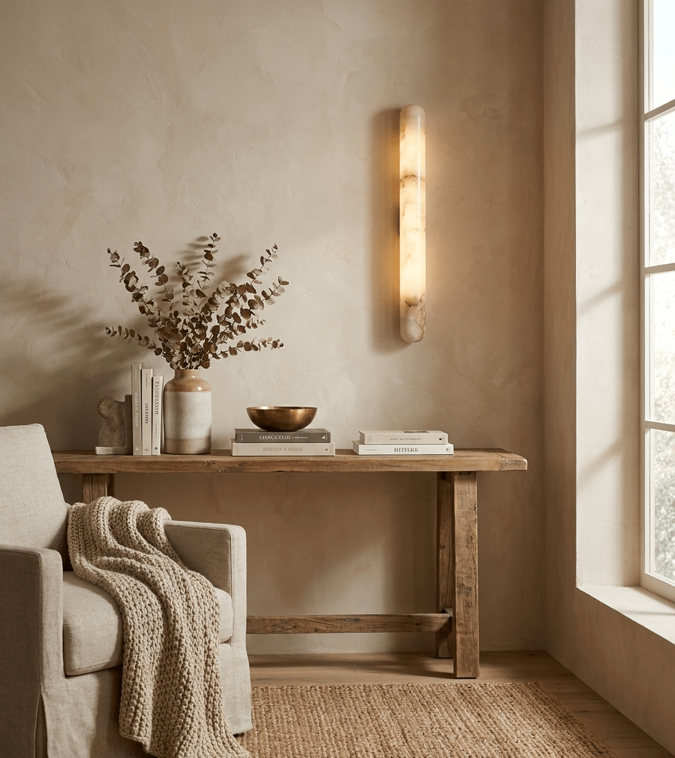 Aurelia Slim Alabaster Linear Wall Light - Vakkerlight