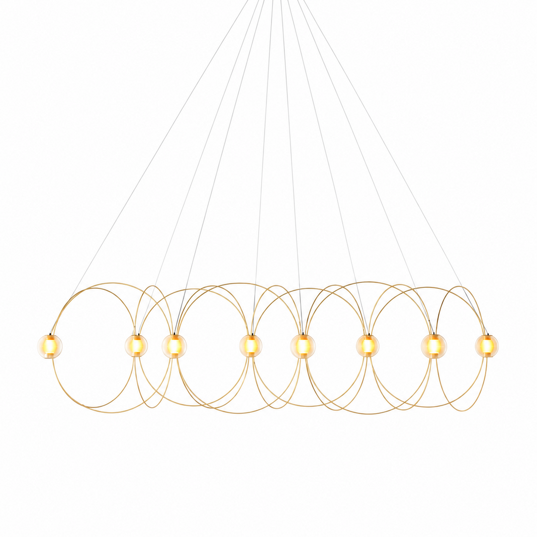 Amber Glass Orb Loop Chandelier