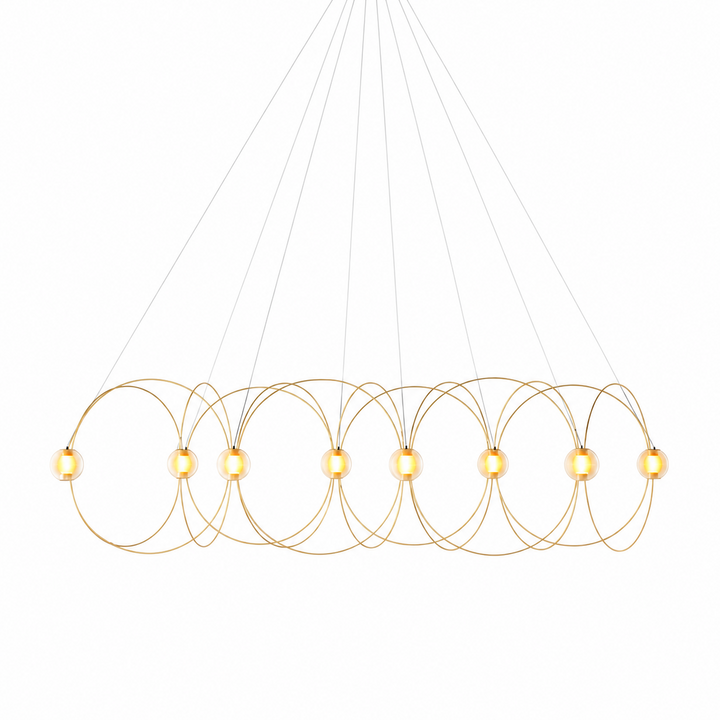 Amber Glass Orb Loop Chandelier