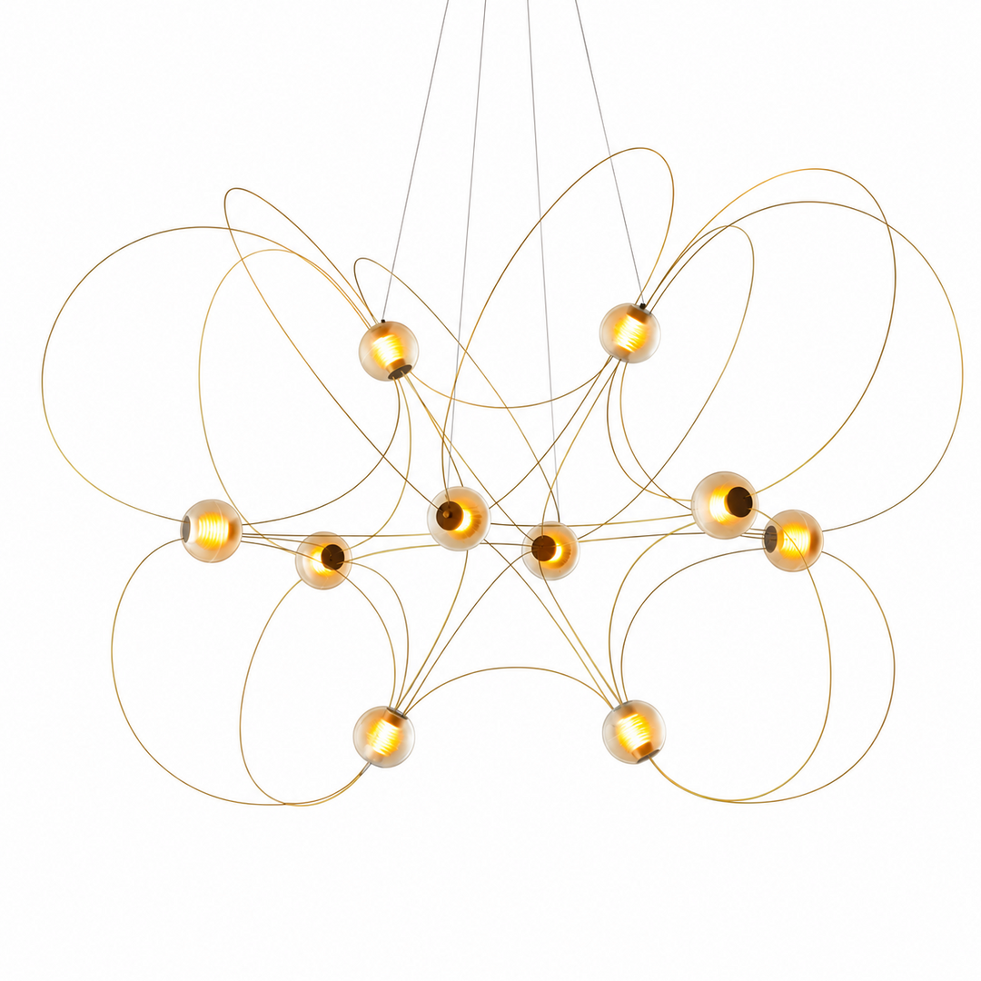 Amber Glass Orb Loop Chandelier