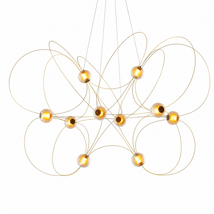 Amber Glass Orb Loop Chandelier