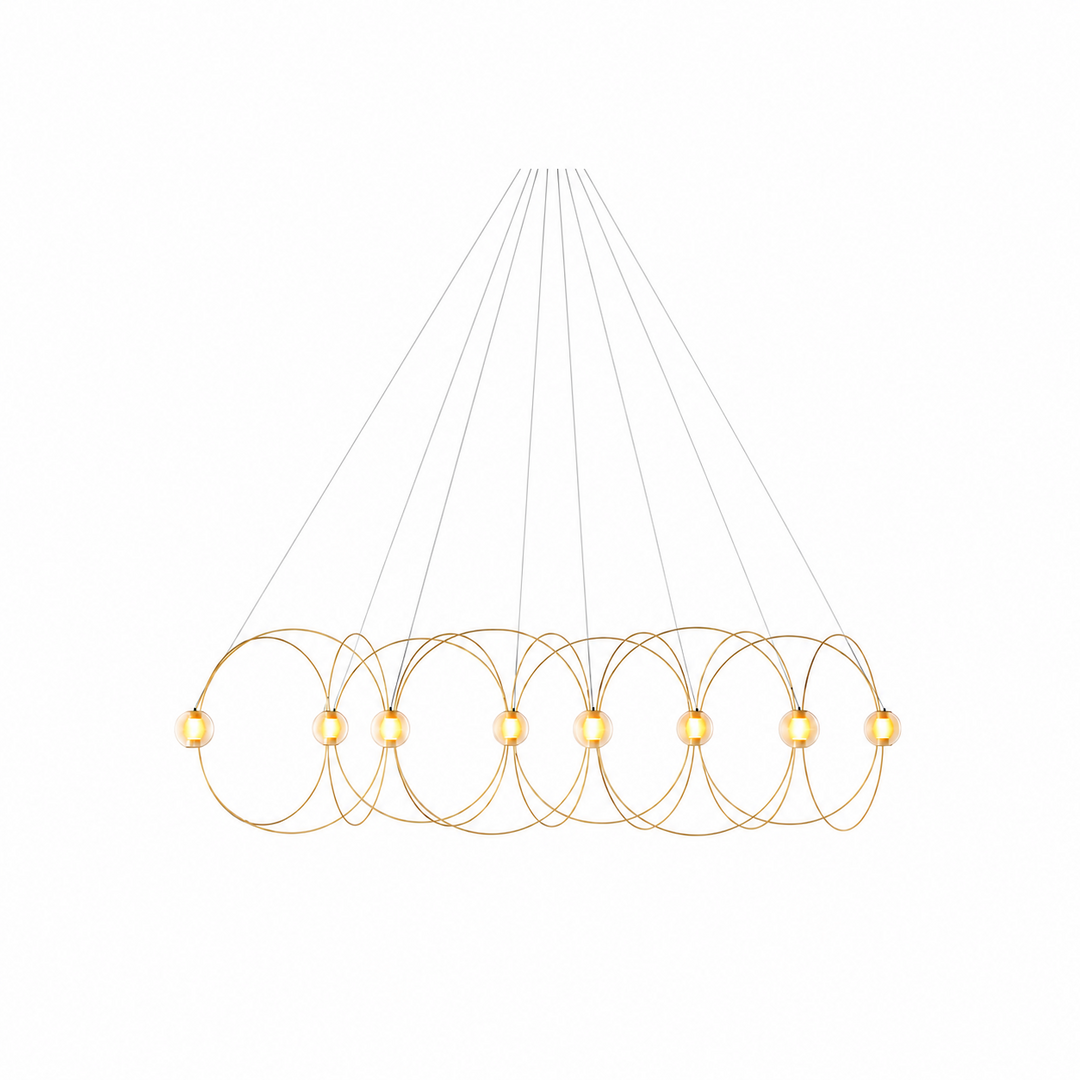 Amber Glass Orb Loop Chandelier