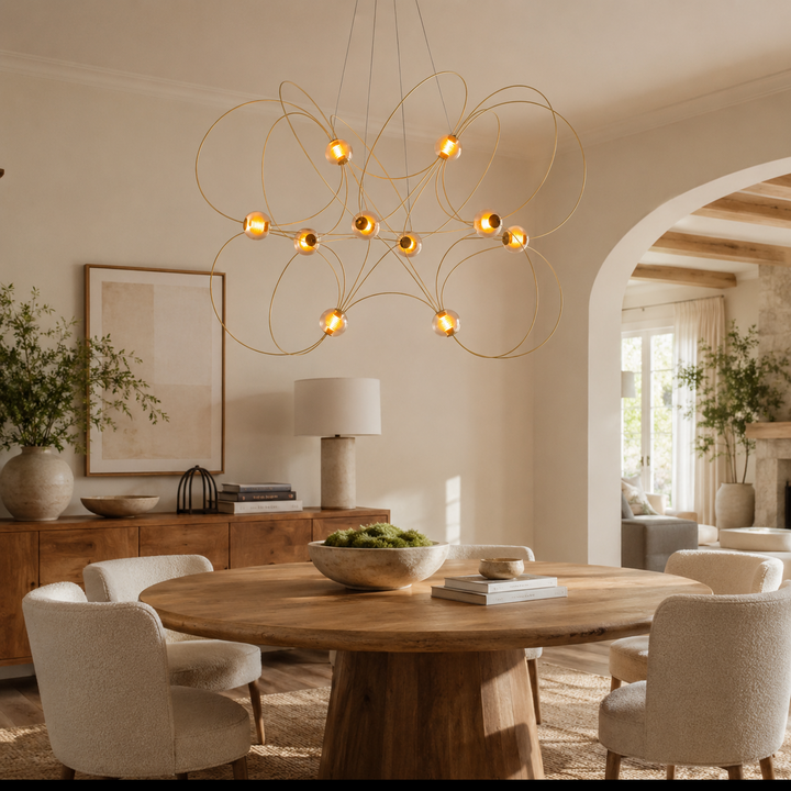 Amber Glass Orb Loop Chandelier