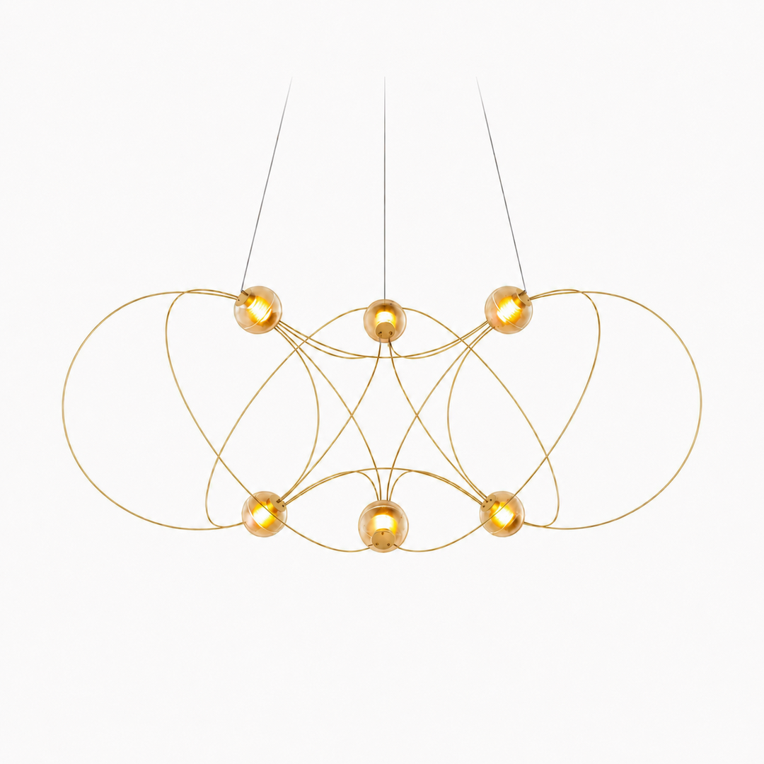 Amber Glass Orb Loop Chandelier