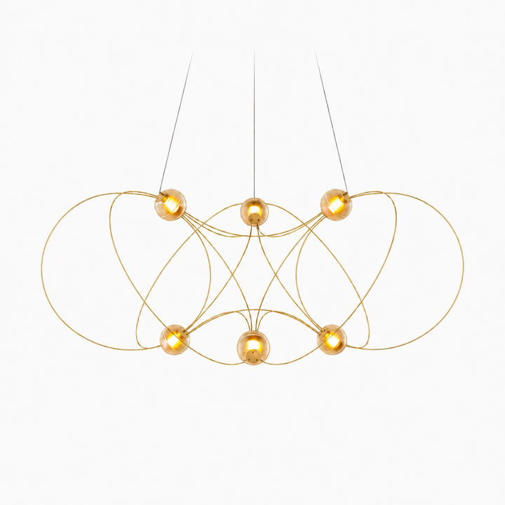 Amber Glass Orb Loop Chandelier