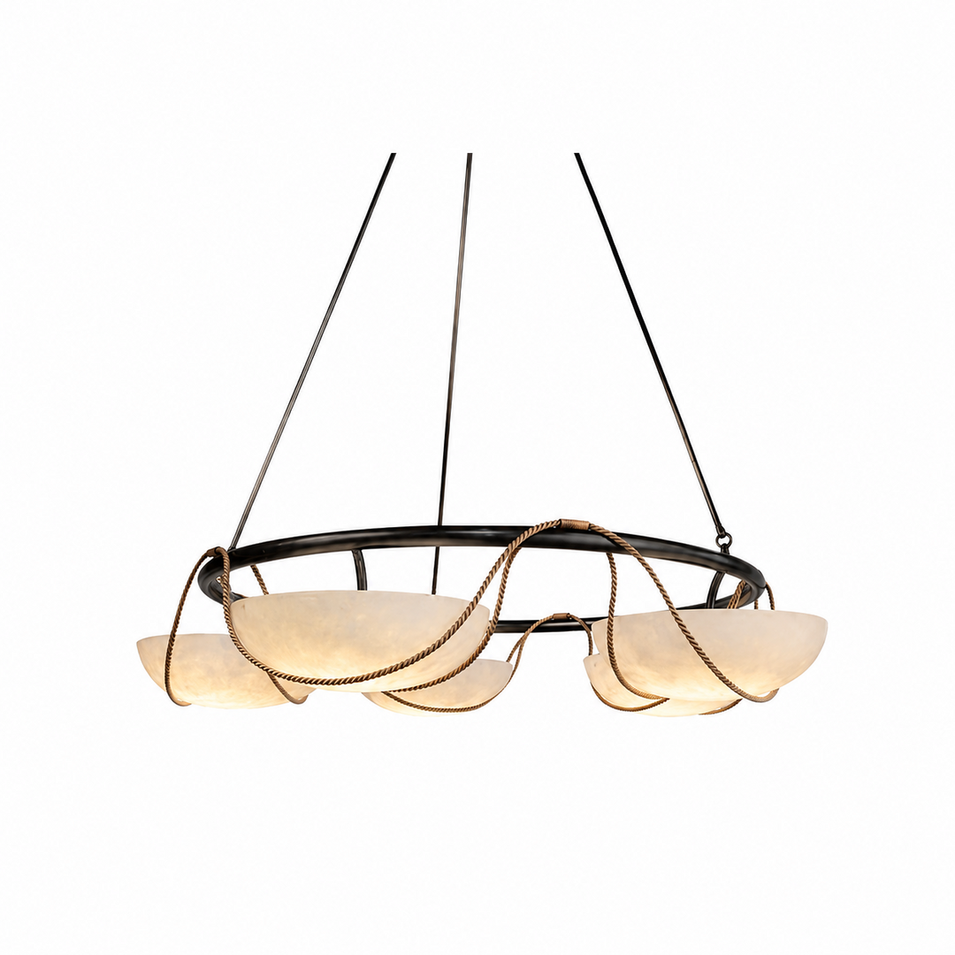 Alabaster Bowl Ring Chandelier