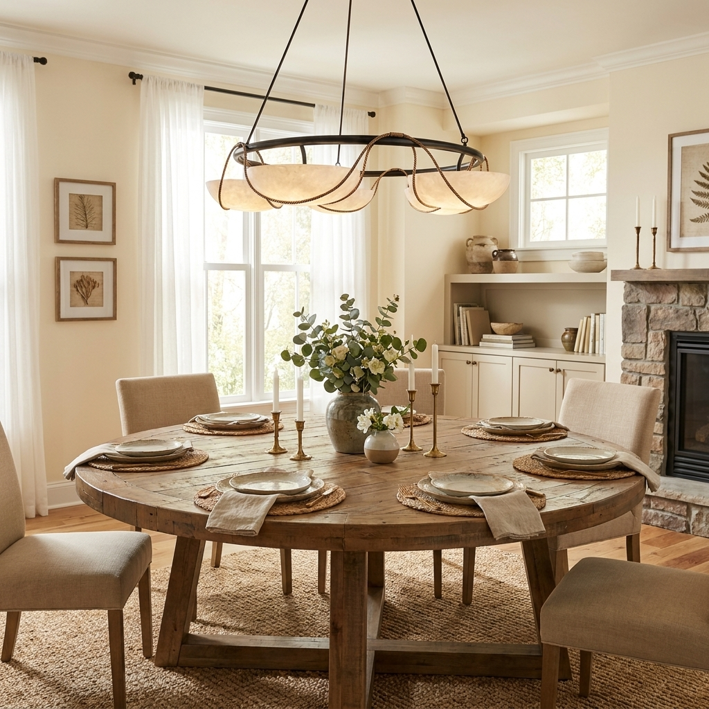 Alabaster Bowl Ring Chandelier