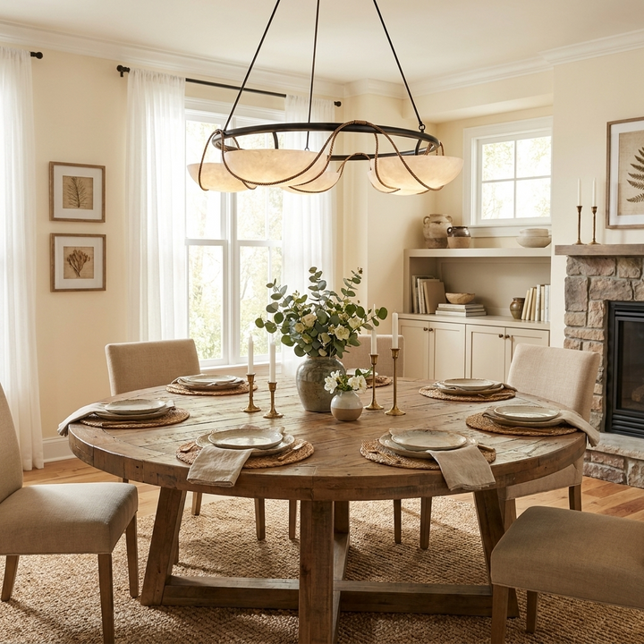 Alabaster Bowl Ring Chandelier
