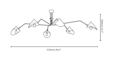 Multi-Arm Spider Ceiling Light A — Dimension drawings 2