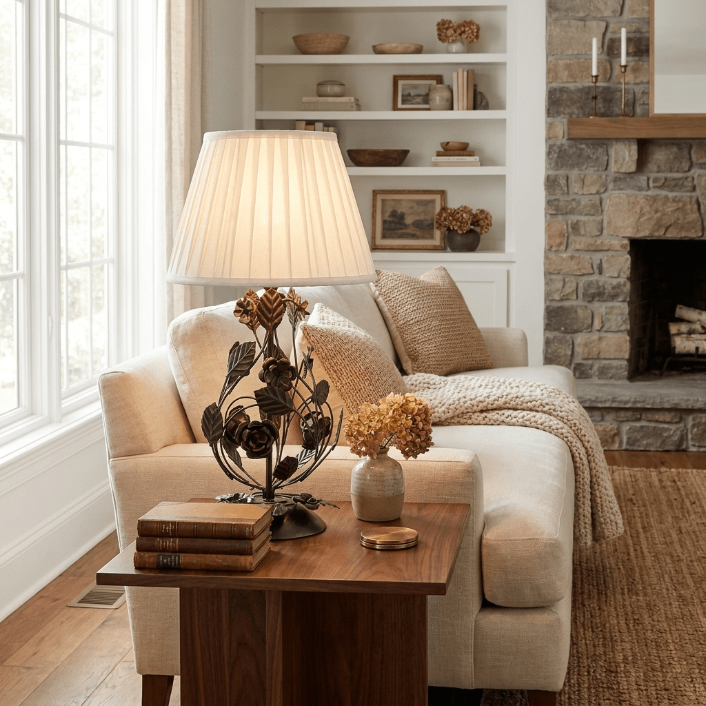 Rosaspina Wrought Iron Rose Table Lamp - Vakkerlight
