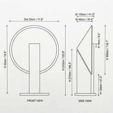 مصباح طاولة أوربي — Dimension drawings 1