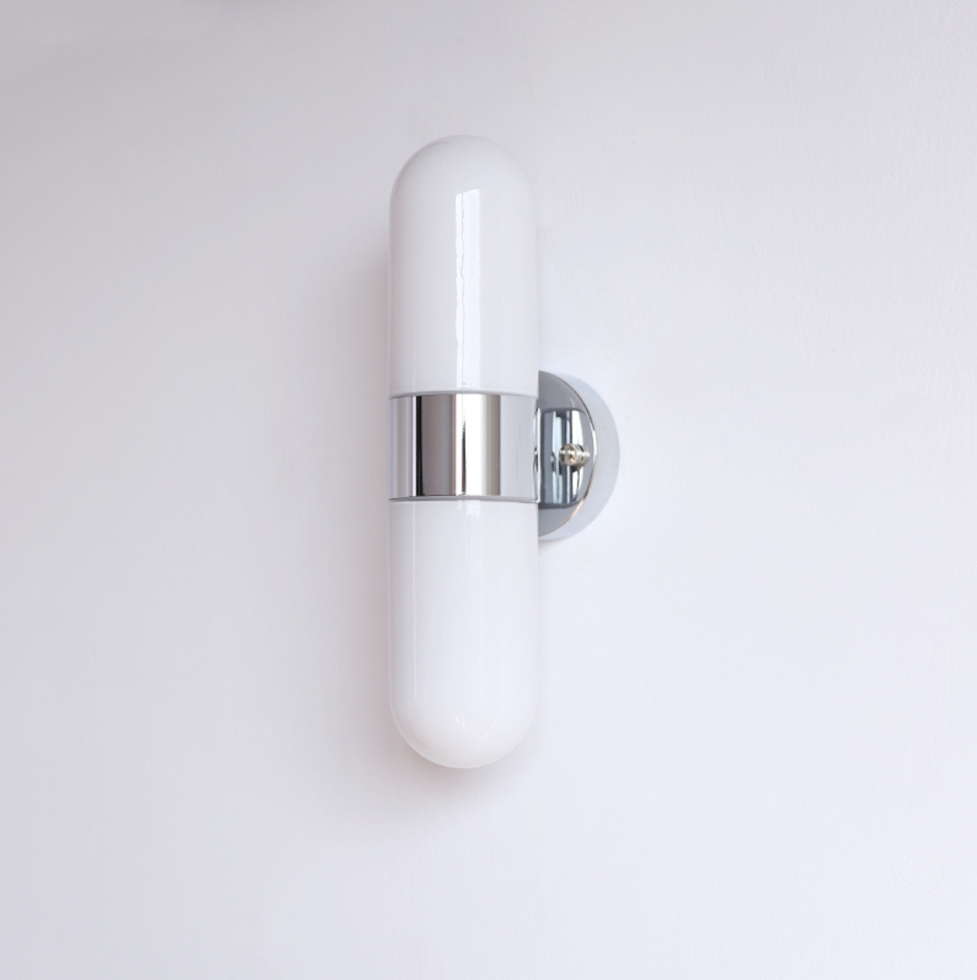 Vertical Capsule Glass Wall Sconce