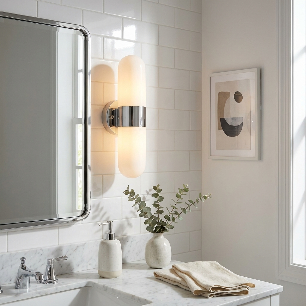 Vertical Capsule Glass Wall Sconce