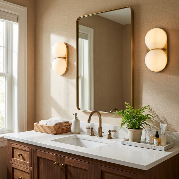 Two Globe Glass Wall Sconce