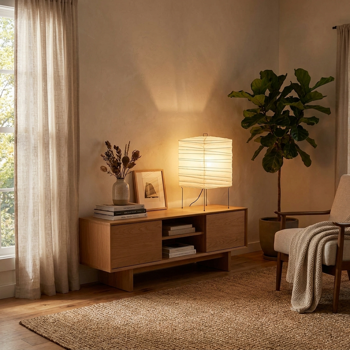 Ribbed Paper Lantern Table Lamp