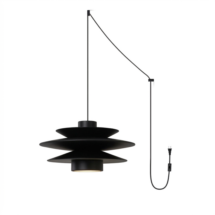 Cascade Wooden Disc Swag Pendant Lamp