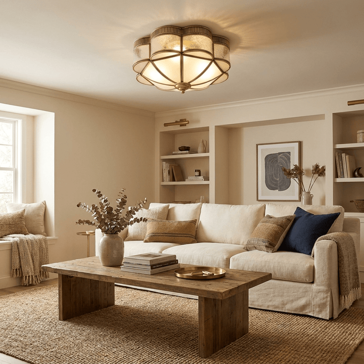 Brass Domed Flush Ceiling Lamp - Vakkerlight