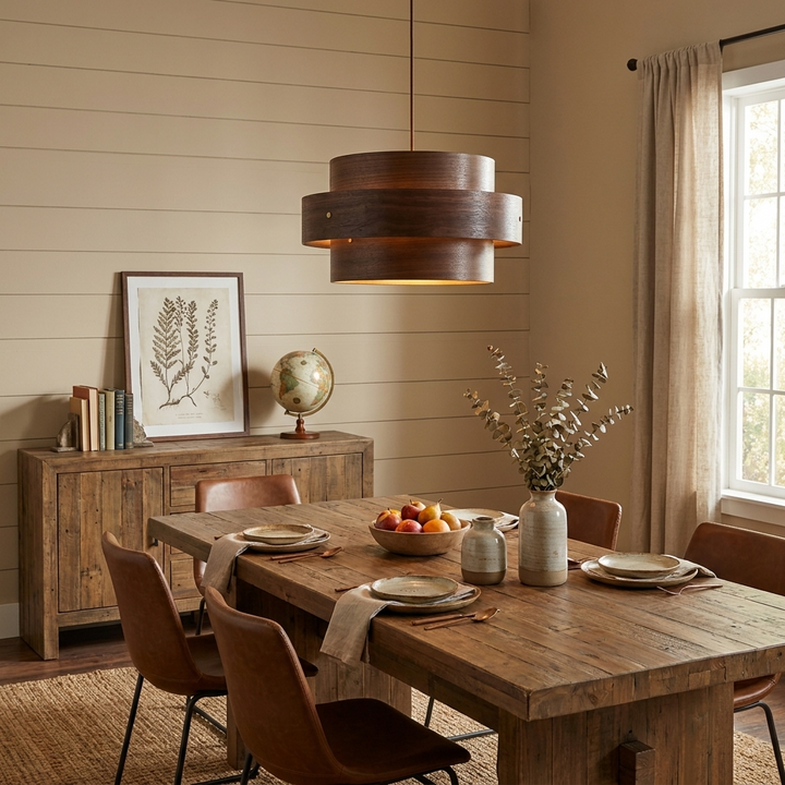 Layered Wood Veneer Pendant Light