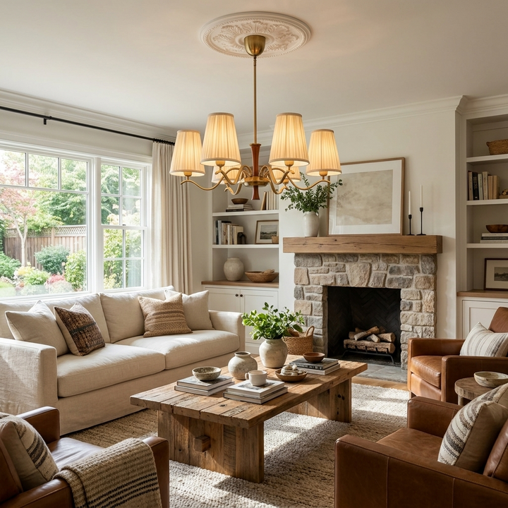 Cream Fabric Chandelier