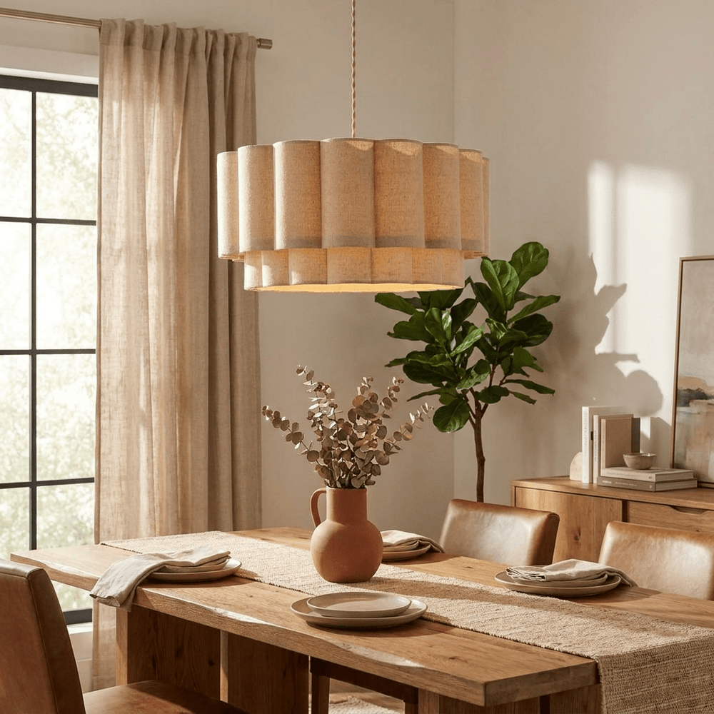 Fabric Petal Cylinder Pendant Lamp - Vakkerlight