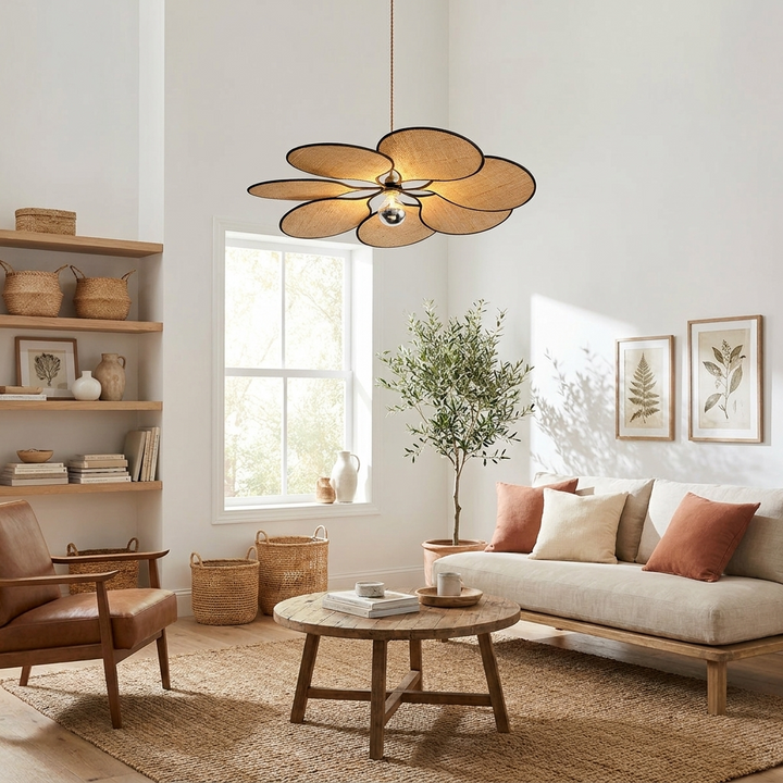 Raffia Petal Pendant Light