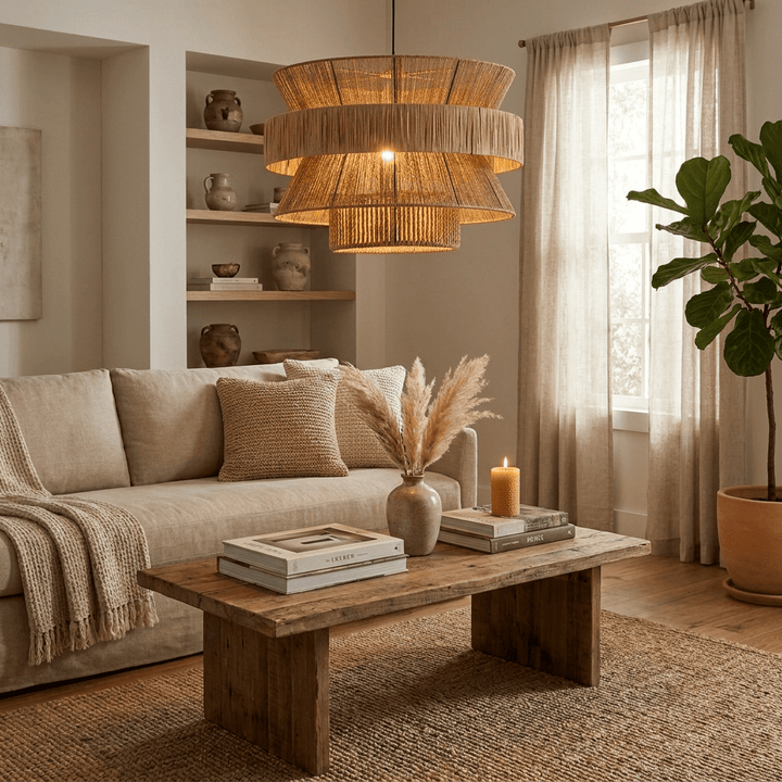 Raffia Jute Stacked Pendant Lamp - Vakkerlight