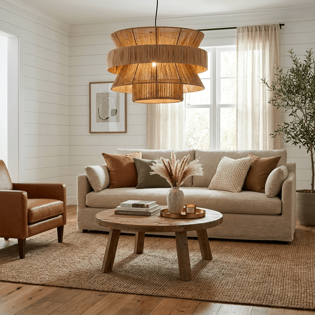 Raffia Jute Stacked Pendant Lamp - Vakkerlight