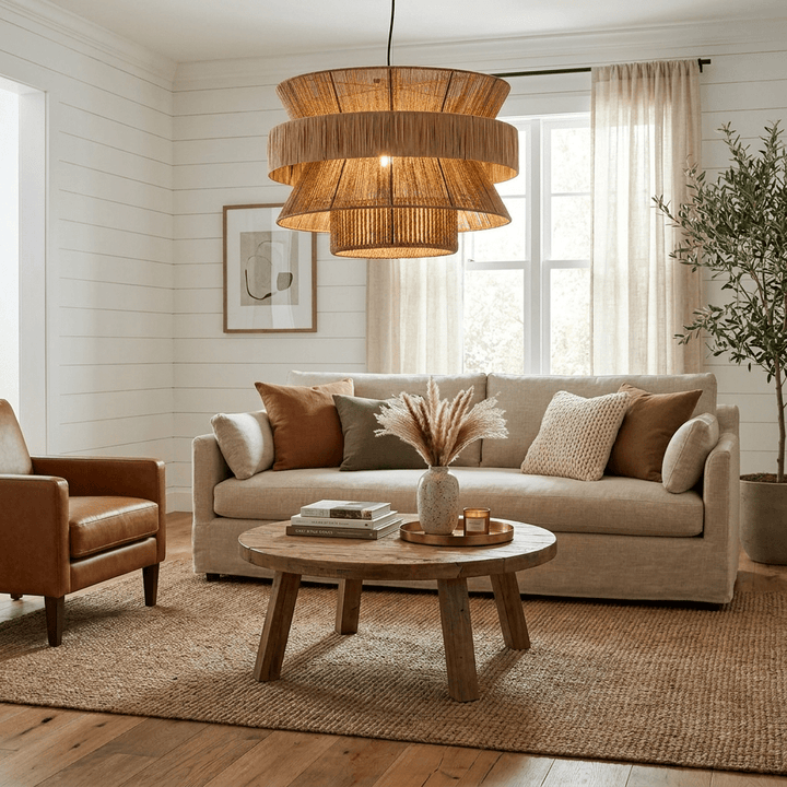 Raffia Jute Stacked Pendant Lamp - Vakkerlight