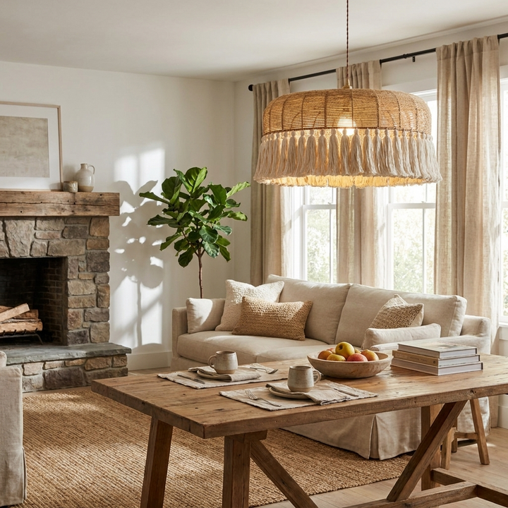 Arlina Jute Fringe Pendant Light