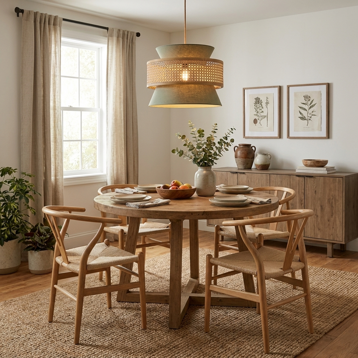 Sienna Rattan Fabric Pendant Light