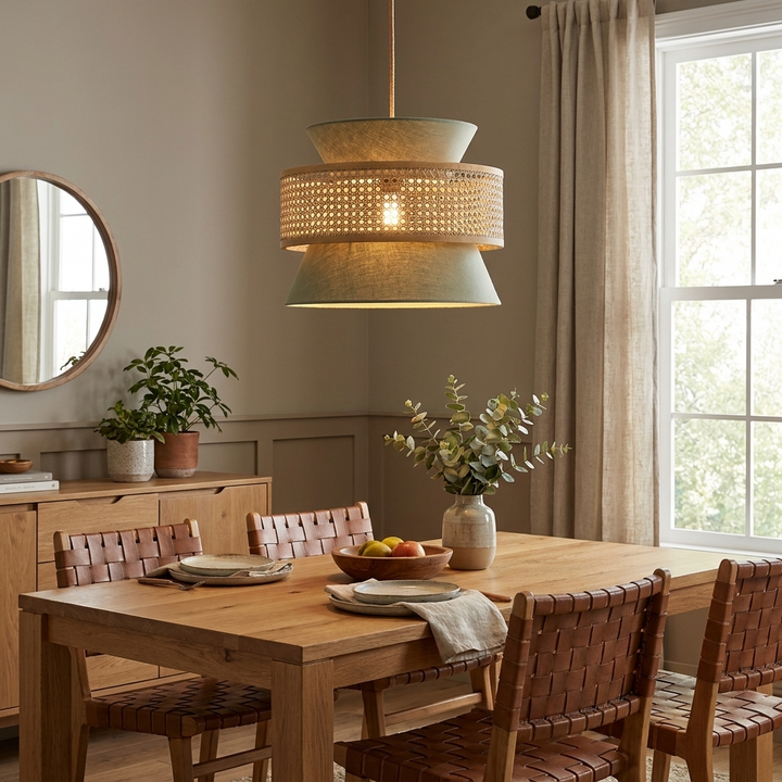 Sienna Rattan Fabric Pendant Light