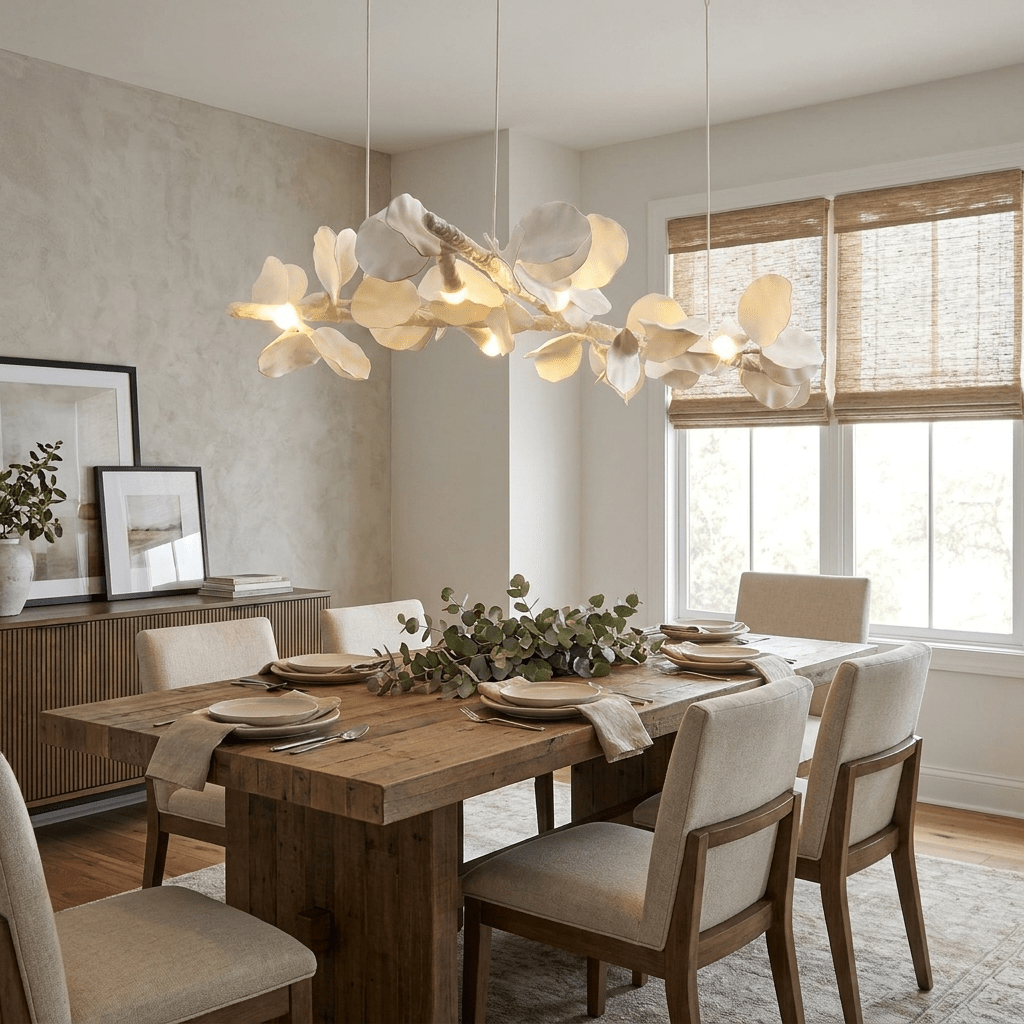 Blossom Branch Plaster Dining Chandelier - Vakkerlight