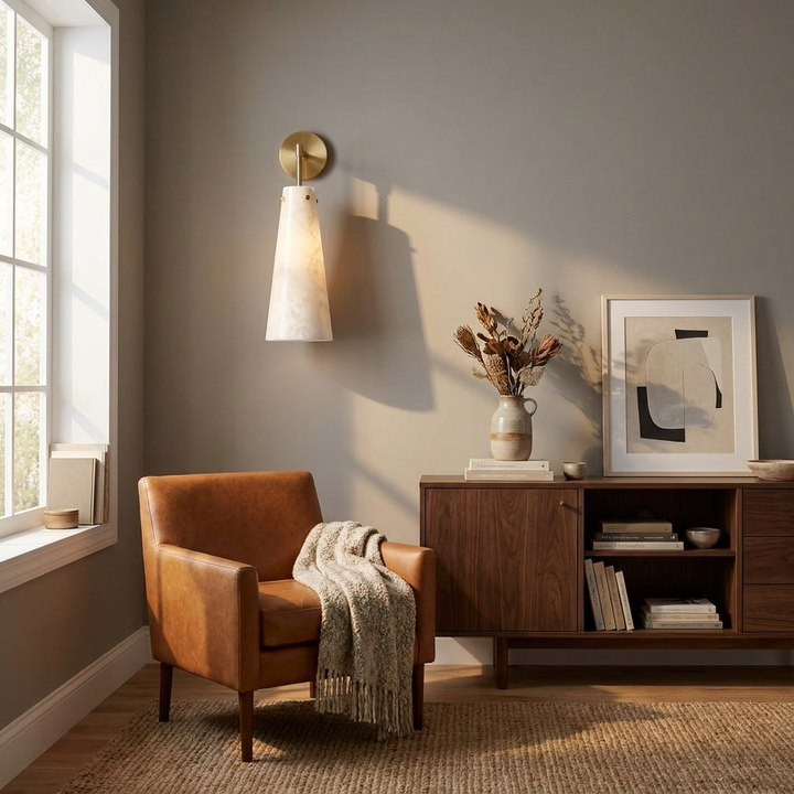 Aurelia Alabaster Cone Wall Sconce