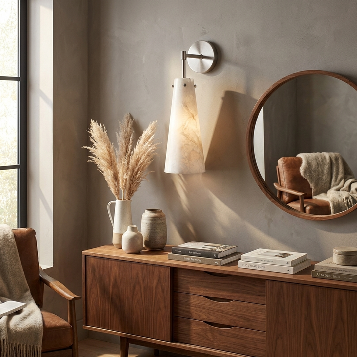Aurelia Alabaster Cone Wall Sconce