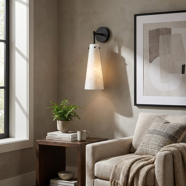 Aurelia Alabaster Cone Wall Sconce