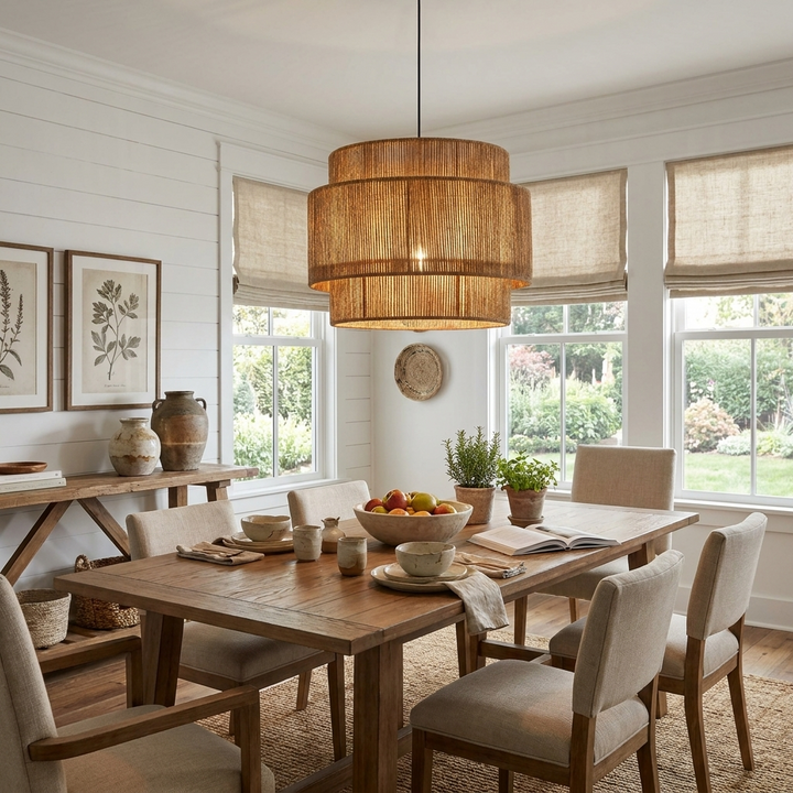Solen Layered Hemp Rope Pendant Light
