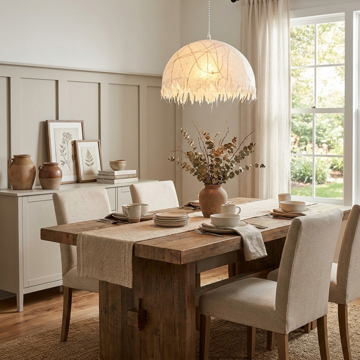 Serelle Fringed Mulberry Silk Pendant Light