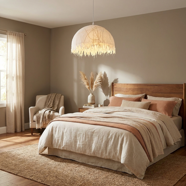 Serelle Fringed Mulberry Silk Pendant Light