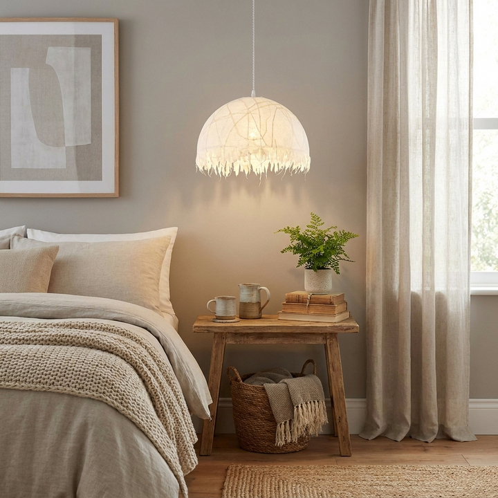 Serelle Fringed Mulberry Silk Pendant Light