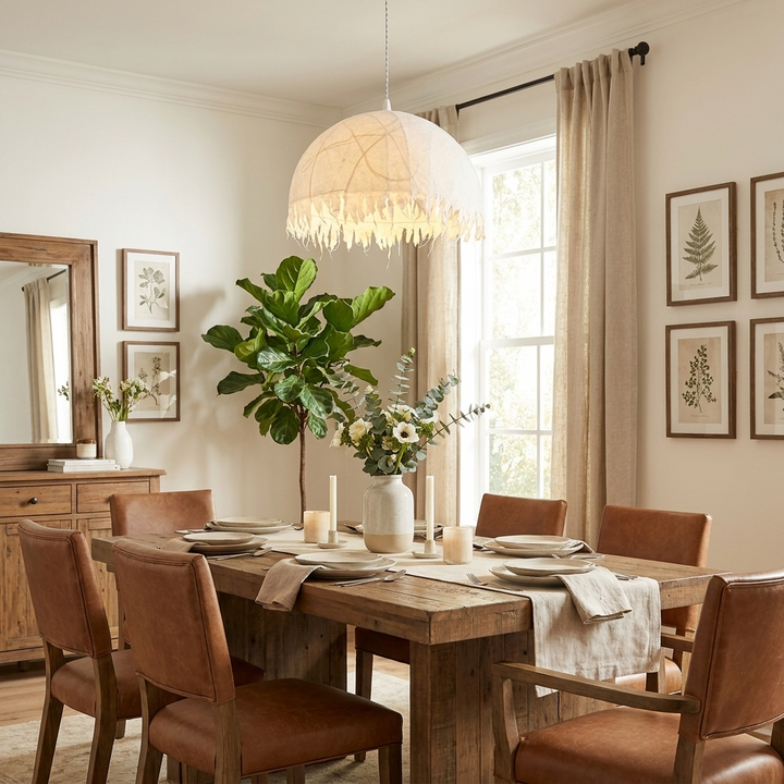 Serelle Fringed Mulberry Silk Pendant Light