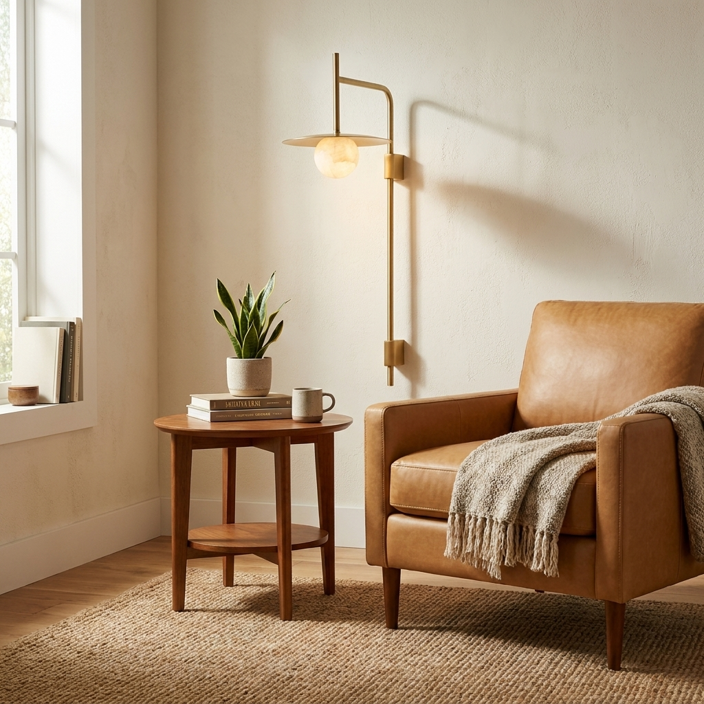 Nivara Long Arm Alabaster Wall Sconce