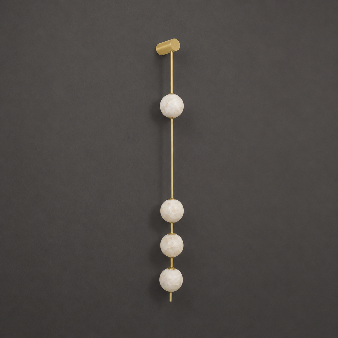 Vertical Alabaster Orb Wall Sconce