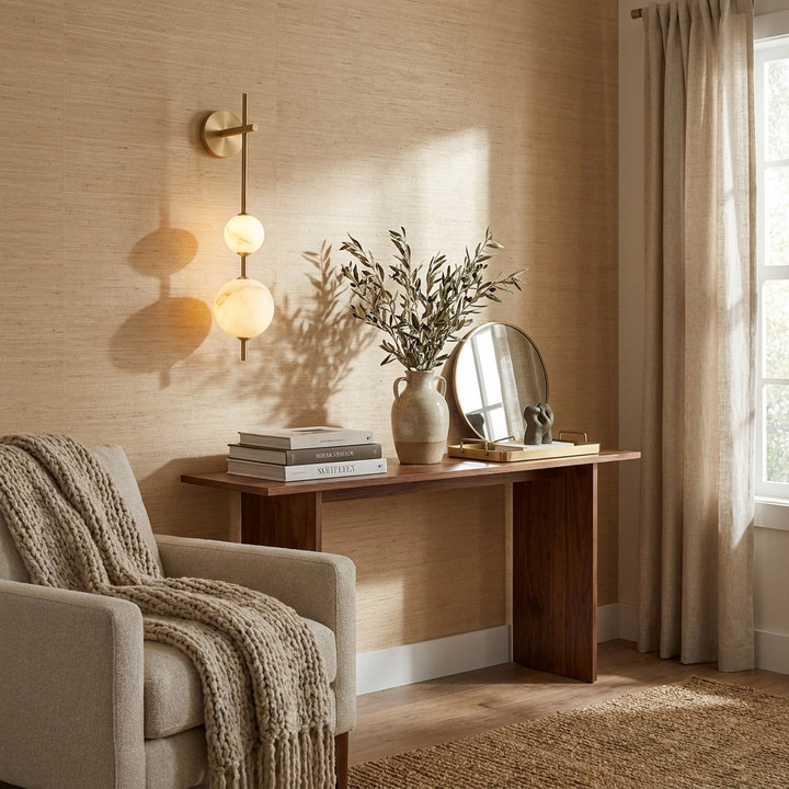 Alabaster Orb Column Wall Sconce