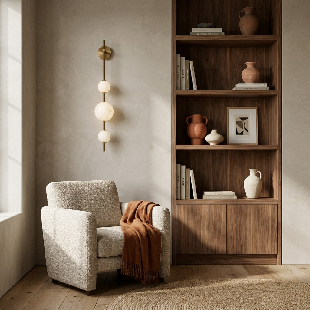 Alabaster Orb Column Wall Sconce