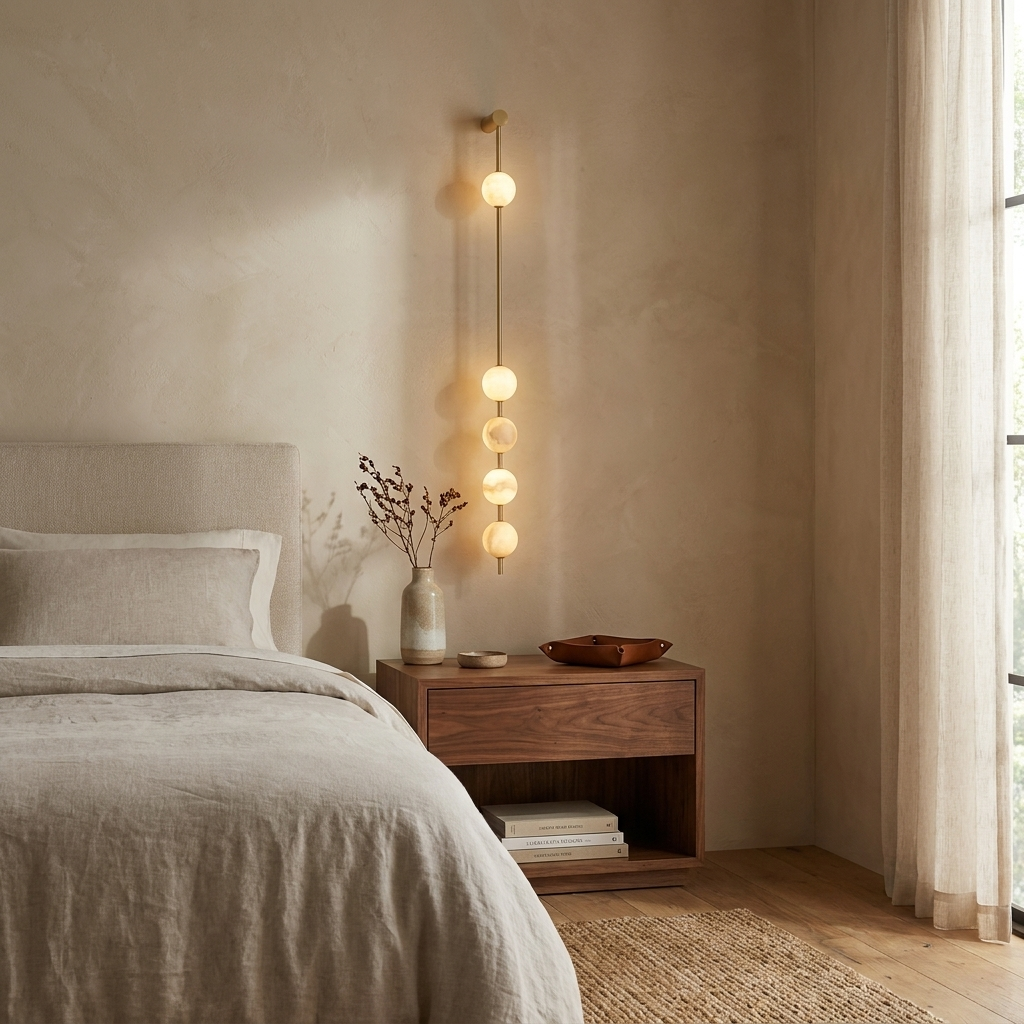 Vertical Alabaster Orb Wall Sconce