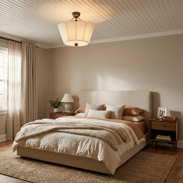 Flora Pleated Fabric Semi-Flush Mount - Vakkerlight