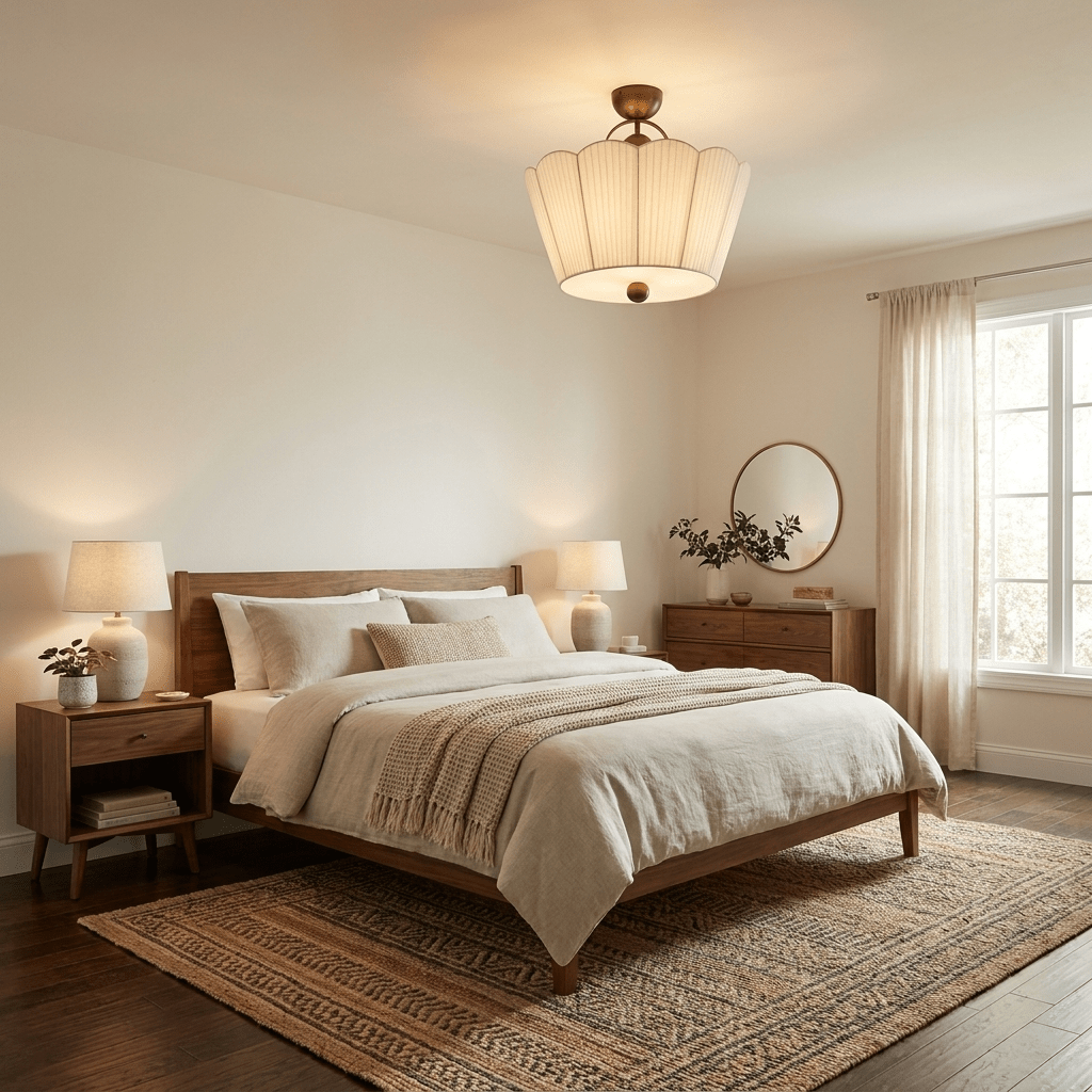 Flora Pleated Fabric Semi-Flush Mount - Vakkerlight